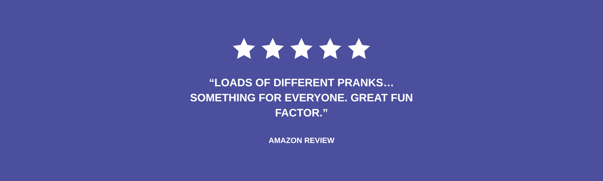 Prank Wars: Family Edition five-star Amazon review on a purple background
